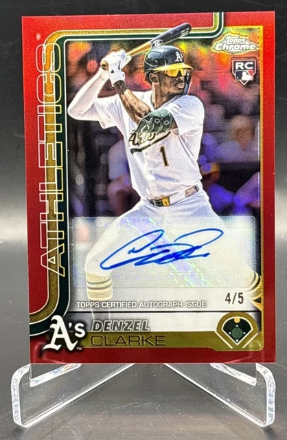 2025 Topps Chrome Update AUTO Denzel Clarke Red Refractor /5 #USC15 RC Athletics