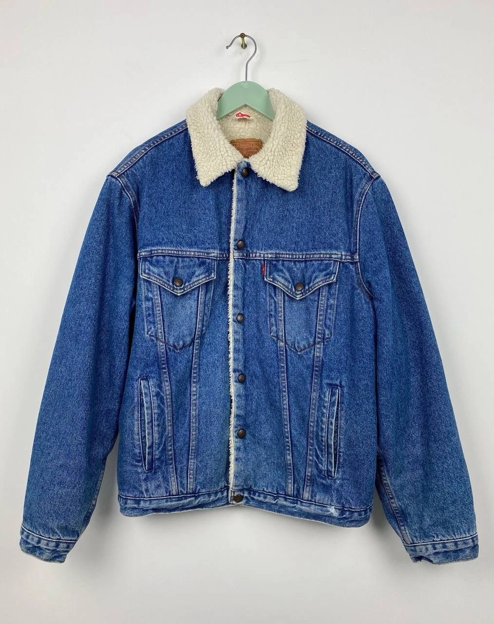 Vintage Levi’s Sherpa Trucker Jacket Denim Button USA Size M Men Blue
