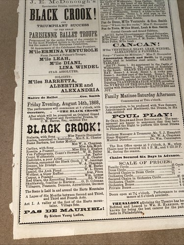 Aug 14 1868 Broadside J.E McDonough "Black Crook" Can-Can Morlacchi Leah Barras - Bild 4 von 6