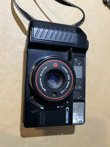 Vintage Canon Sure Shot 35mm Film Camera Black 38mm 1:2.8 Lens Auto Focus TESTED