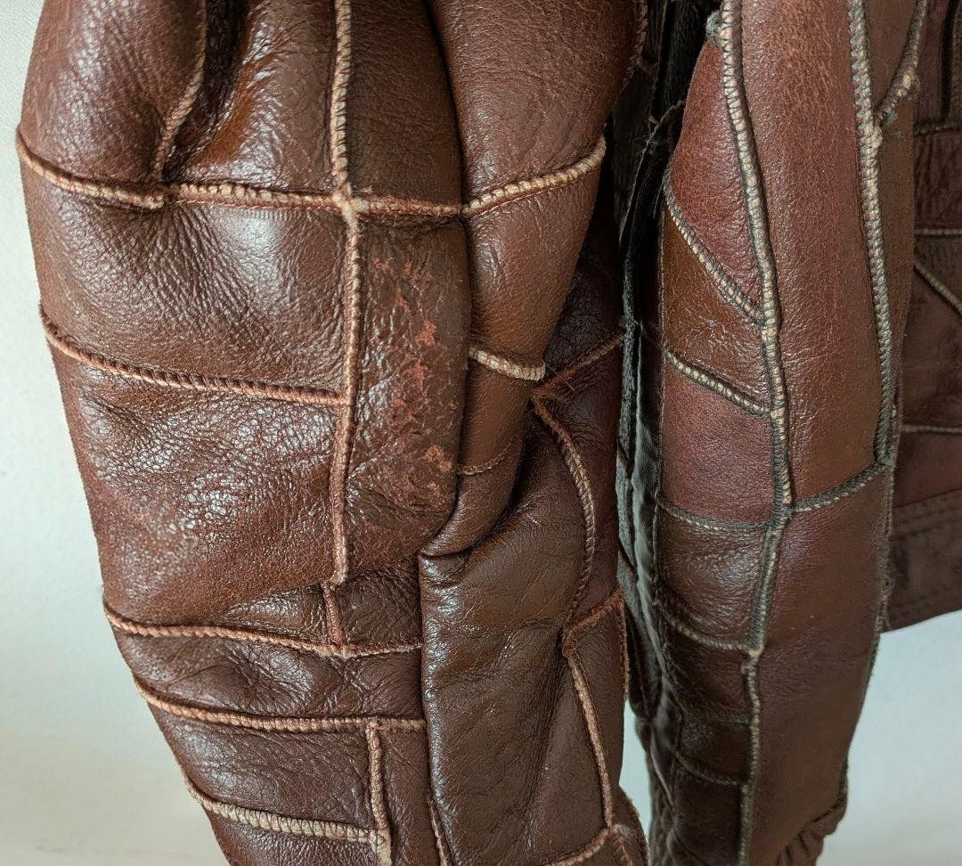 Real shearling rare extremely warm patchwork leat… - image 11