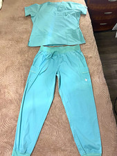 Scrubstar Unisex V-Neck Scrub Set Solid Green S Jogger Pants Drawstring