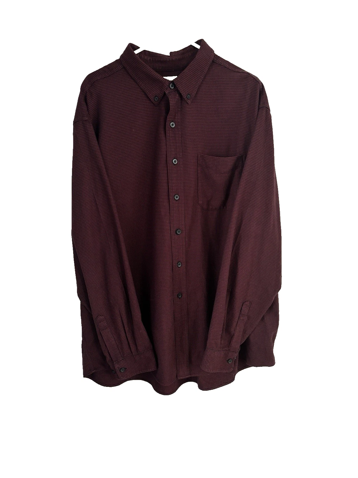 L.L. Bean Mens Wicked Good Flannel Shirt Traditional Fit 2XL Maroon Houdstooth