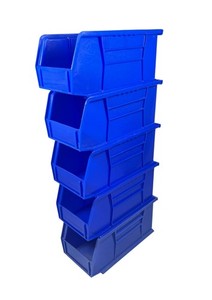 Akrobins 30230, Plastic Storage Bin, 10 7/8in x 5 1/2in x 5in, Blue, 5 Pack