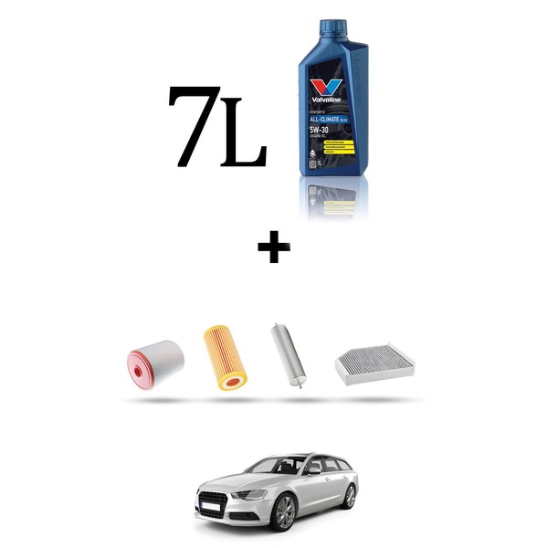 Hoffcar Wartungskit 4 Filter Und 7L ÖL FüR Audi A6 (C7) 3.0 TDI 200KW Ab 2014-image