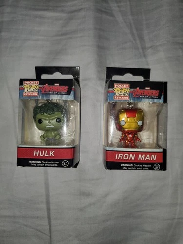 Lot Of 2 - Marvel Pocket Pop Funko Keychain - Iron Man and Hulk Avengers