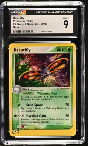 CGC 9 MINT Beautifly 2003 EX Ruby & Sapphire 2/109 Holo Pokemon Card