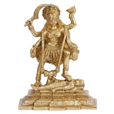 Messing Maa Kali Statue Adi Shakti Ma Göttin Murti Idol MIT GRATIS GESCHENK...