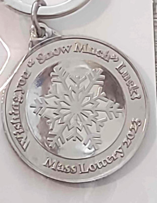 2023 Silver ''Wishing You Snow Much Luck'' Keychain Key Ring MA State Lottery 