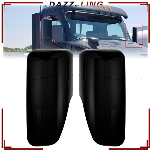 Pair For 2018-2023 Freightliner Cascadia Door Mirror Cover Black LH & RH Side