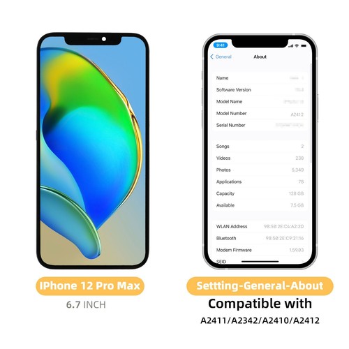 Für iPhone 12 Pro Max Bildschirm Ersatz LCD/OLED Display Touchscreen Digitizer - Bild 5 von 24