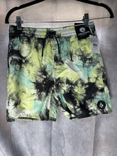Volcom Big Boys Saturate Drawstring Trunks - Shadow Lime NWT Size M