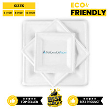 Super Rigid Square Strong Bagasse Disposable Party Paper Plates 25,50,100