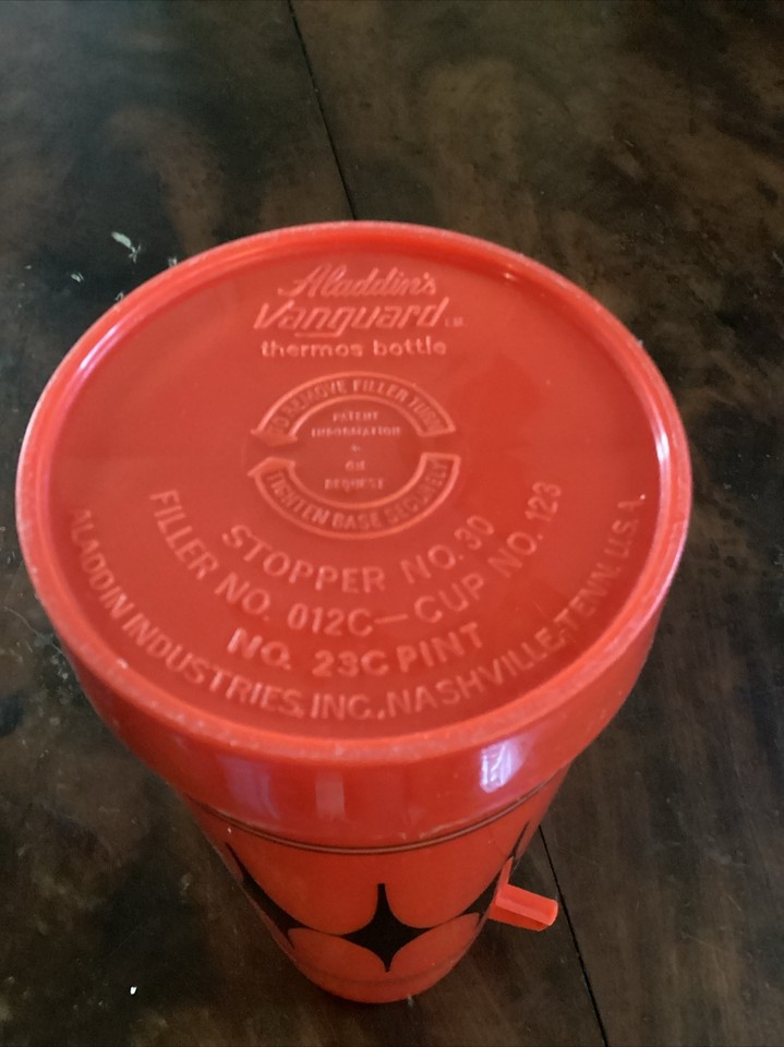 Alladin Vanguard Thermos Bottle 23C Pint Red Black Diamond Vintage thermos eBay