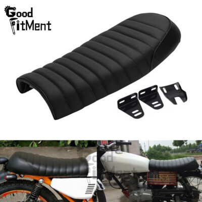 For Suzuki GR650 GS TU250 GN250 Black Flat Brat Cafe Racer Saddle Vintage Seat