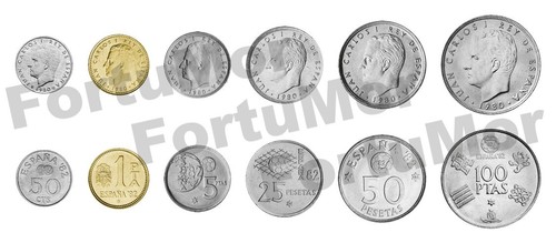 España 5x6 PIEZAS JUEGO DE MONEDAS UNC, 50 Centimos 1 5 25 50 100 Pesetas 1980, Copa del Mundo - Imagen 2 de 3