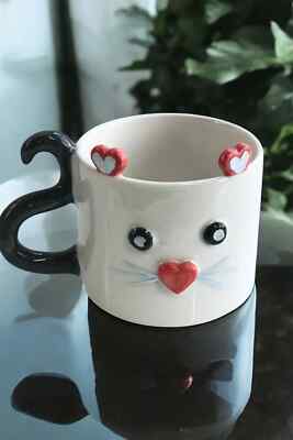Spica Ceramica Cat Kitty Handmade 200 ml Tea Coffee Cup