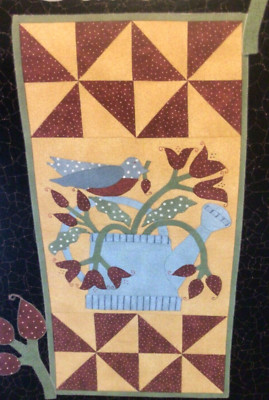 PATTERN Primitive Bluebird Flowers Table Runner NEW Four Corners Kathy Schmitz