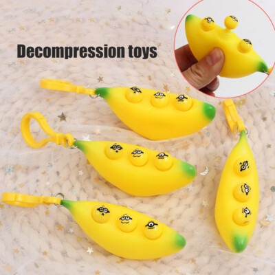 3PCS Banana Keychains Sensory Toys Cute Decompression Toys