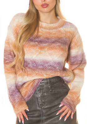 Damen Pullover Rainbow Gradient Colorful Oversized Sweater 8003 Neu