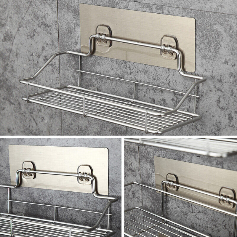 Stainless Steel Non Rust Bathroom Shower Storage Shelf Rack Basket Tidy