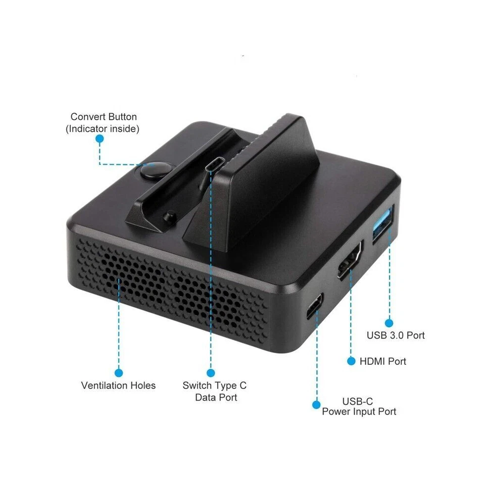 Docking Station for Nintendo Switch – USB-C Charging TV Adapter Dock Replacement - Image 2 of 4