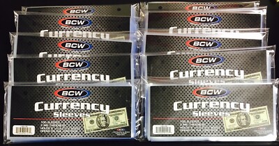 BCW 1000 Regular Bill Currency Sleeves 6 1/4 x 2 11/16 Soft Poly 2 Mil. #CS185