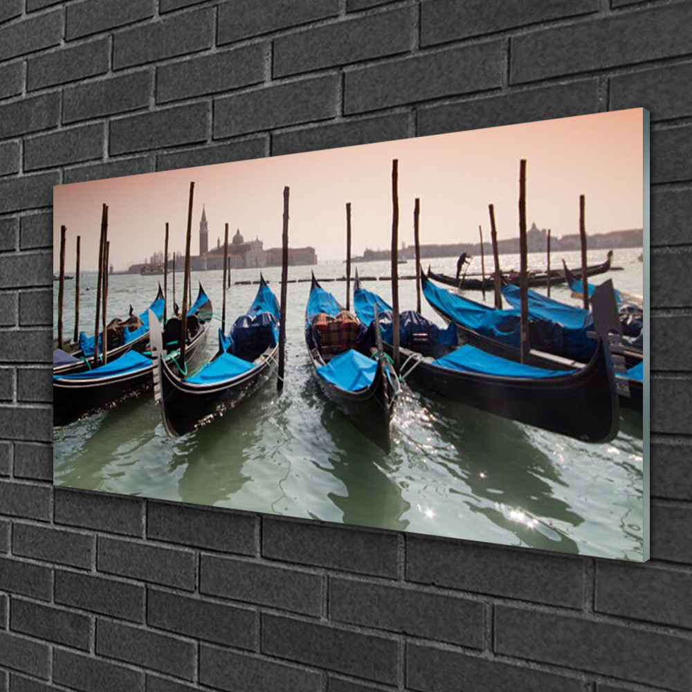 Tableau sur verre Tulup pour agrandir une piece et decorer un mur de salon motif bateaux