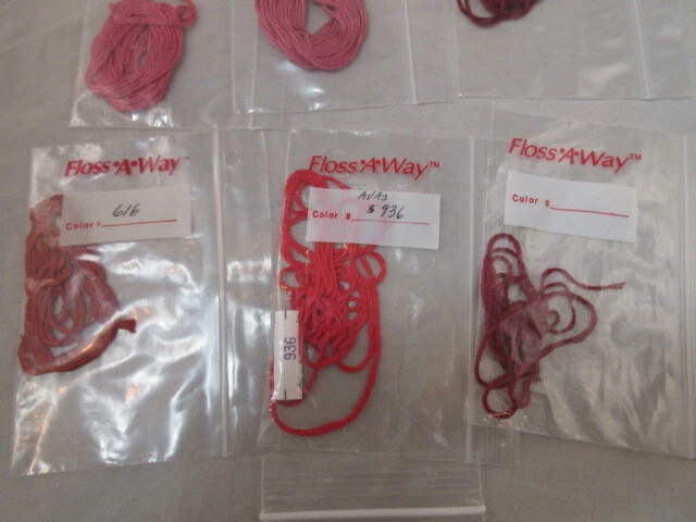 Au Ver A Soie Lot of 7 Reds 100% Stranded Silk Ind, Floss-A-Way Bags A116 - Image 3 of 4