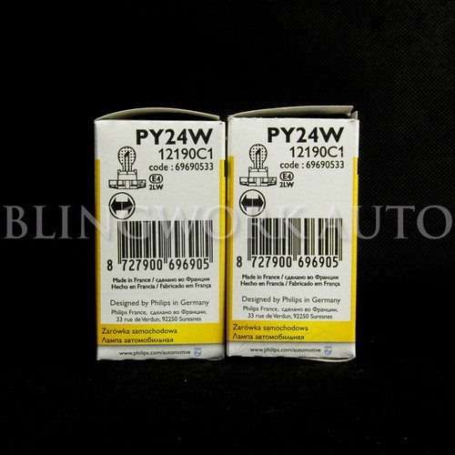 2pc Philips PY24W OEM Factory AMBER Indicator Turn Signal Light Bulb Globe 12190 - Picture 3 of 7
