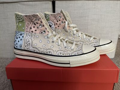  Converse All Star Hi 70s Natural Ivory Paisley UK10   Brandneu