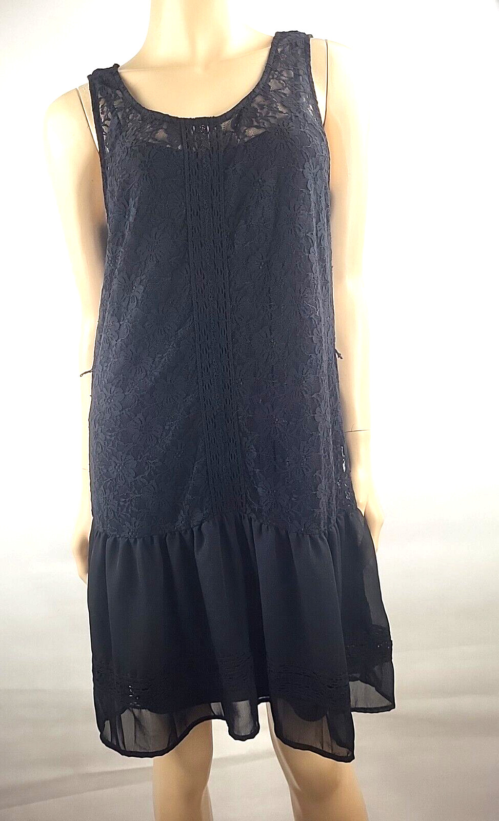 Gianni Bini Women's Black Lace Slip- Lined Sleeveless Dress Size Large