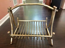 1960s Mid Century Brass Magazine rack / Towel rack / Firewood rack
