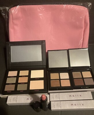 Mally 8 Pan Eyeshadow Palettes+8 Quad +1 Make Up Bag +3 Posh Pink Lip Crayon WOW