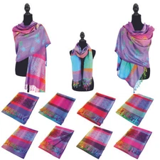 New Multi Colorful Elephants Print Pashmina Scarf Shawl