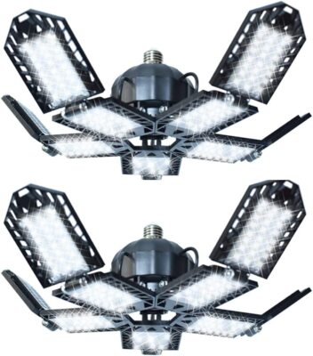 1-2X Super Bright LED Garage Lights Deformable1000W Work Shop Ceiling Bulb Lamps