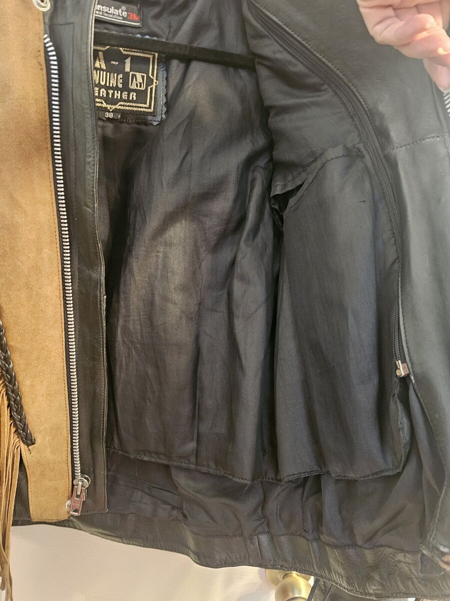 Vtg A-1 Genuine Leather 2Tone Western Style Fringe Riding Vtg A-1 Genuine Leather 2Tone Western Style Fringe Riding