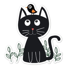 Black Cat Bird Vinyl Decal Sticker Indoor Outdoor 3 Sizes 9755