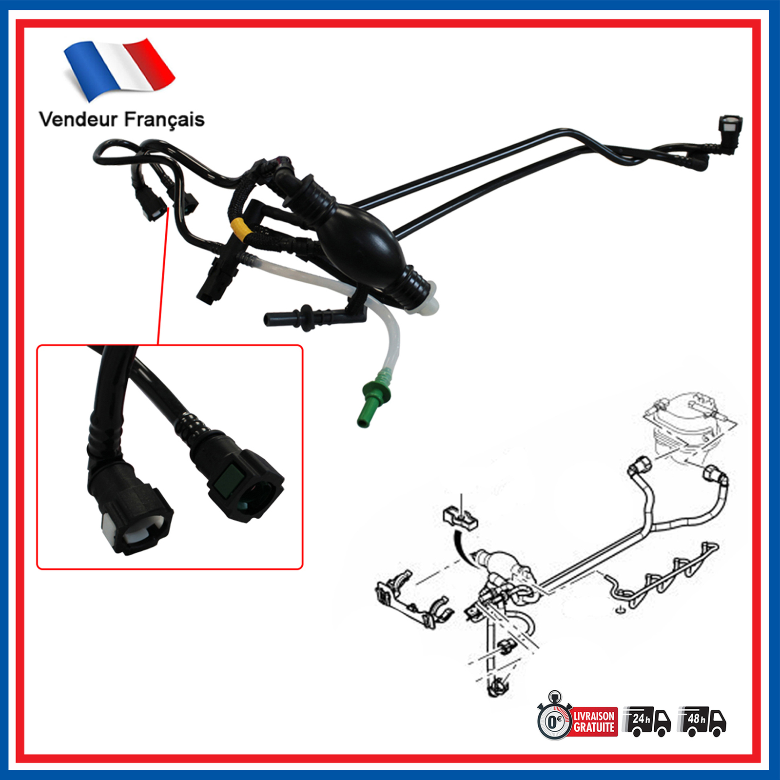 Durite carburant Peugeot 1007 206 307 1.4 HDi tuyau de gazole haute résistance 1574T0