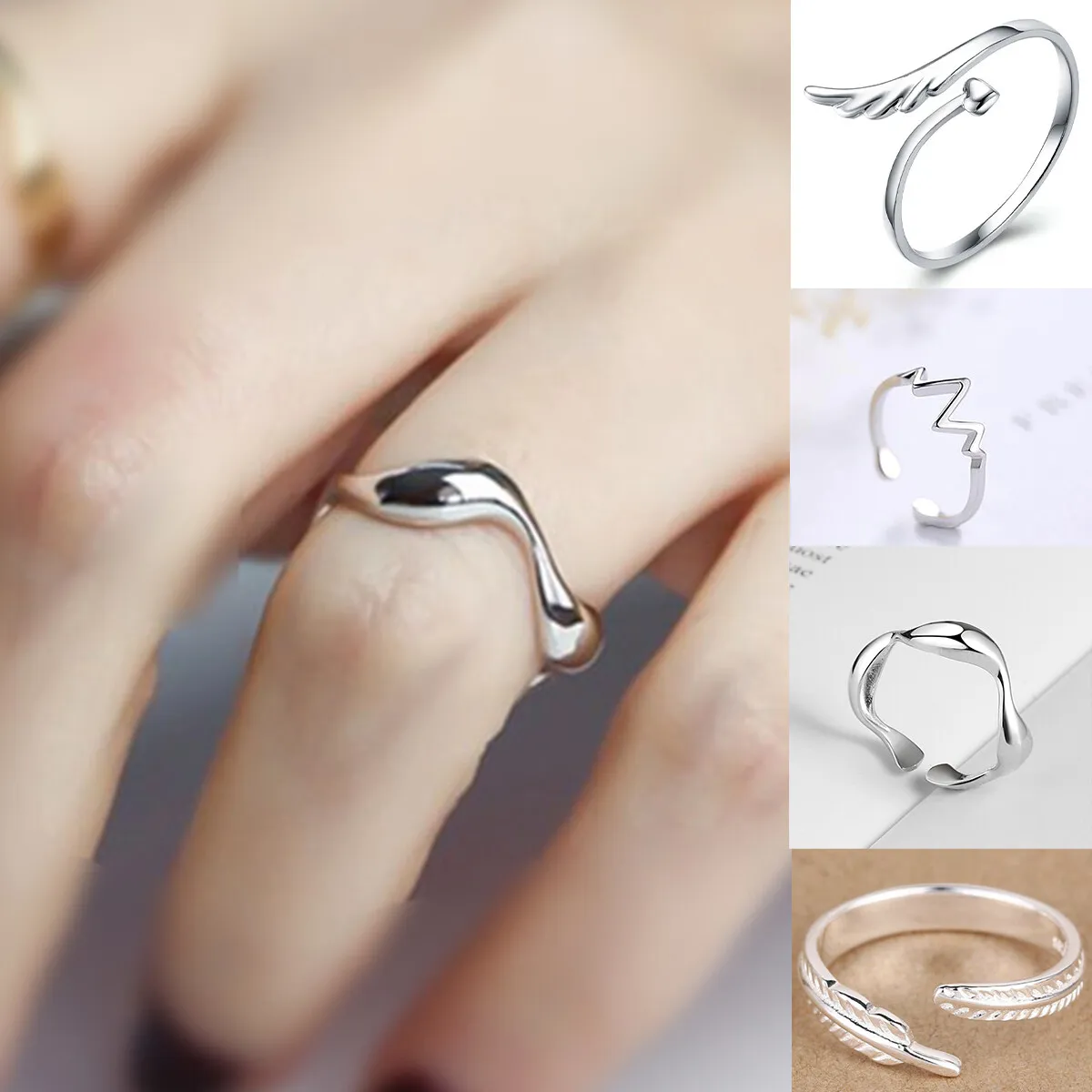 925 Sterling Silver Finger Ring Simple 3 Circles Wide Rings Women Handmade  Brush - Shop garyjewelry General Rings - Pinkoi