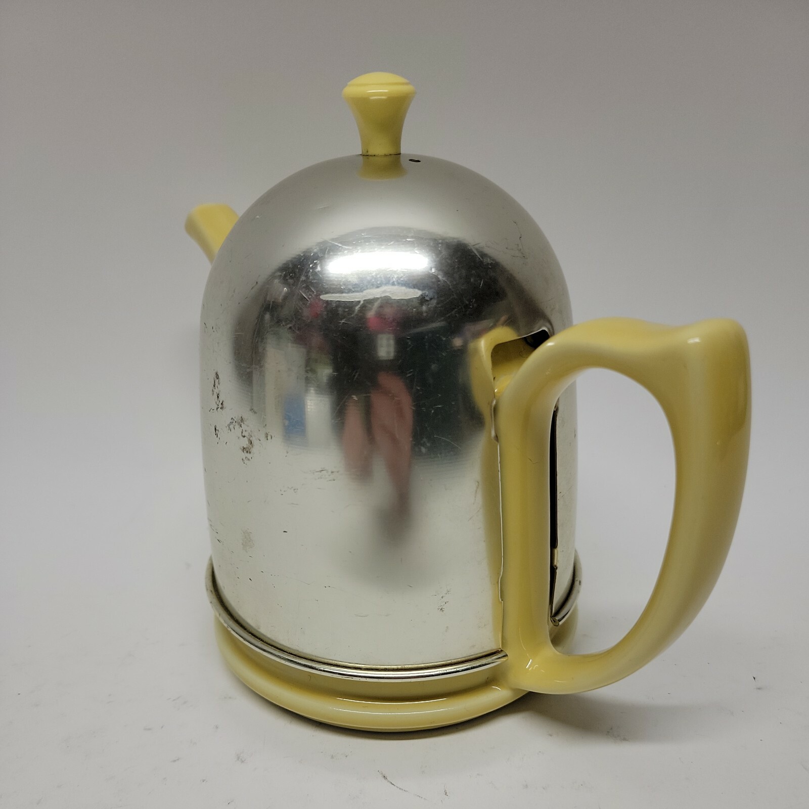 Mid Century Vintage Yellow HALL Ceramic Teapot With Insulated Metal