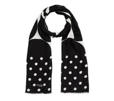 NWT New Kate Spade New York Joy Dot Oblong Scarf Black Cream