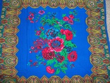 Vintage Challis by Berkshire Floral Scarf Shawl Japan Raw Hem 100 Acrylic