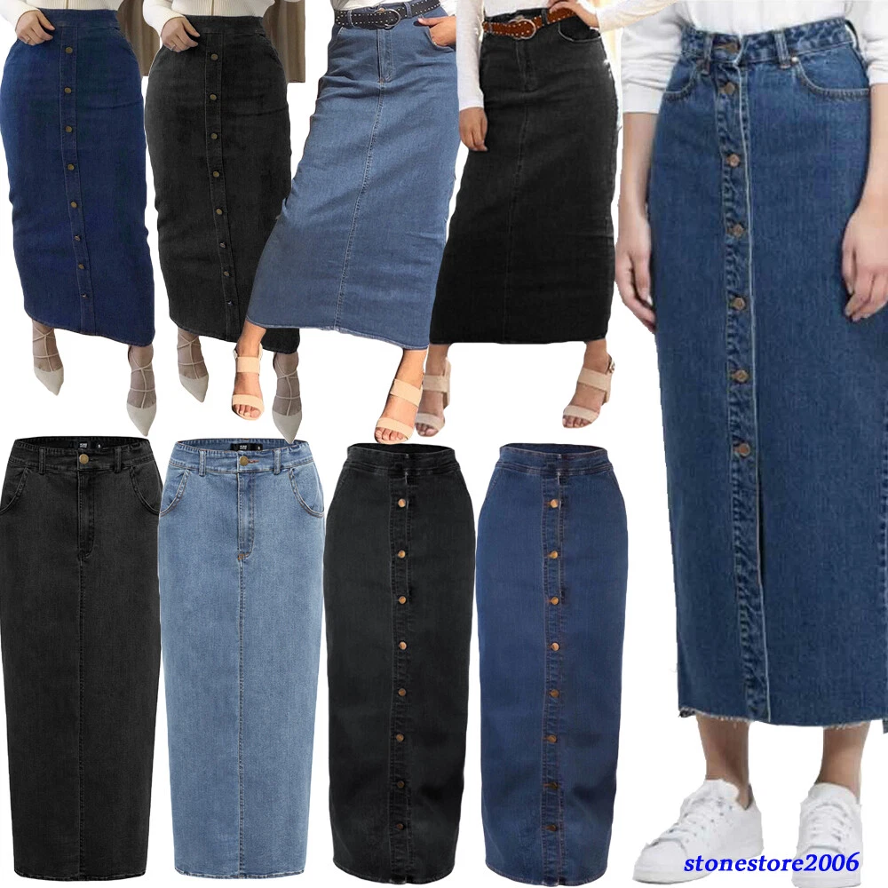 Long denim skirt clearance pencil