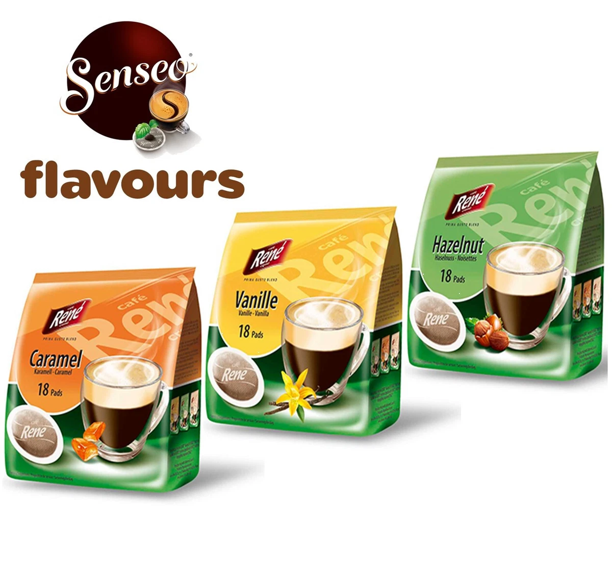 Philips Senseo Caf Rene CARAMEL HAZELNUT VANILLA 54 Coffee Pads
