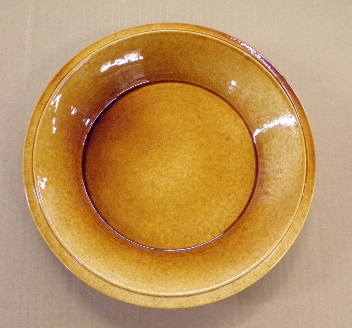 Over & Back Pie Plate Pan Dish Vintage Brown Kiln Glaze Pottery Ceramic 11"