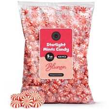 Peppermint Candy Starlight Mints - 5 Pounds Bulk Individually Wrapped - Holid...