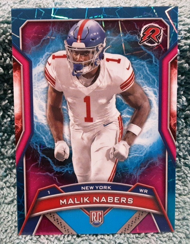 2024 Topps Resurgence Malik Nabers #170 Sky Blue & Pink Shock Refractor (RC)