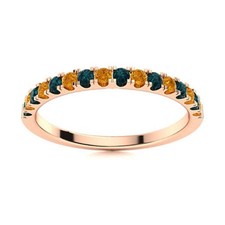 925 Sterling Silver Rose Round Citrine  London Blue Topaz Eternity Women Ring