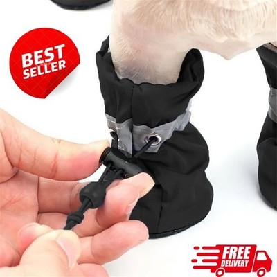 4PCS Waterproof Dog Boots Anti-Slip Paw Protectors Rain Shoes XS-XXXL